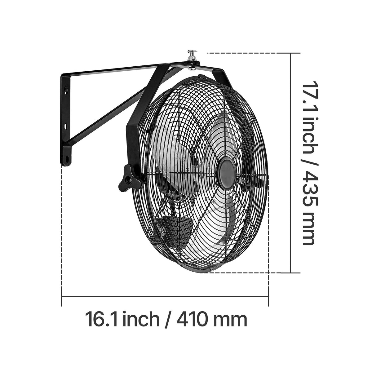 14 Inch Industrial Wall Mount Fan, High Velocity 2473 CFM Outdoor Fan with 3 Speeds, Waterproof IP44 Garage Wall Fan with Aluminum Blades for Workshop, Warehouse, Greenhouse