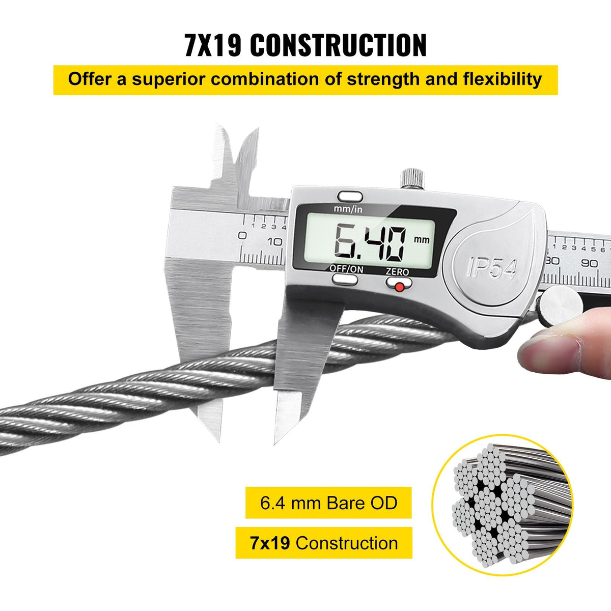 1/4" Stainless Steel Cable 200FT, T304 7x19 Tighter Core Cable Railing System Wire Rope Aircraft Deck Railing Kit Fence Wire