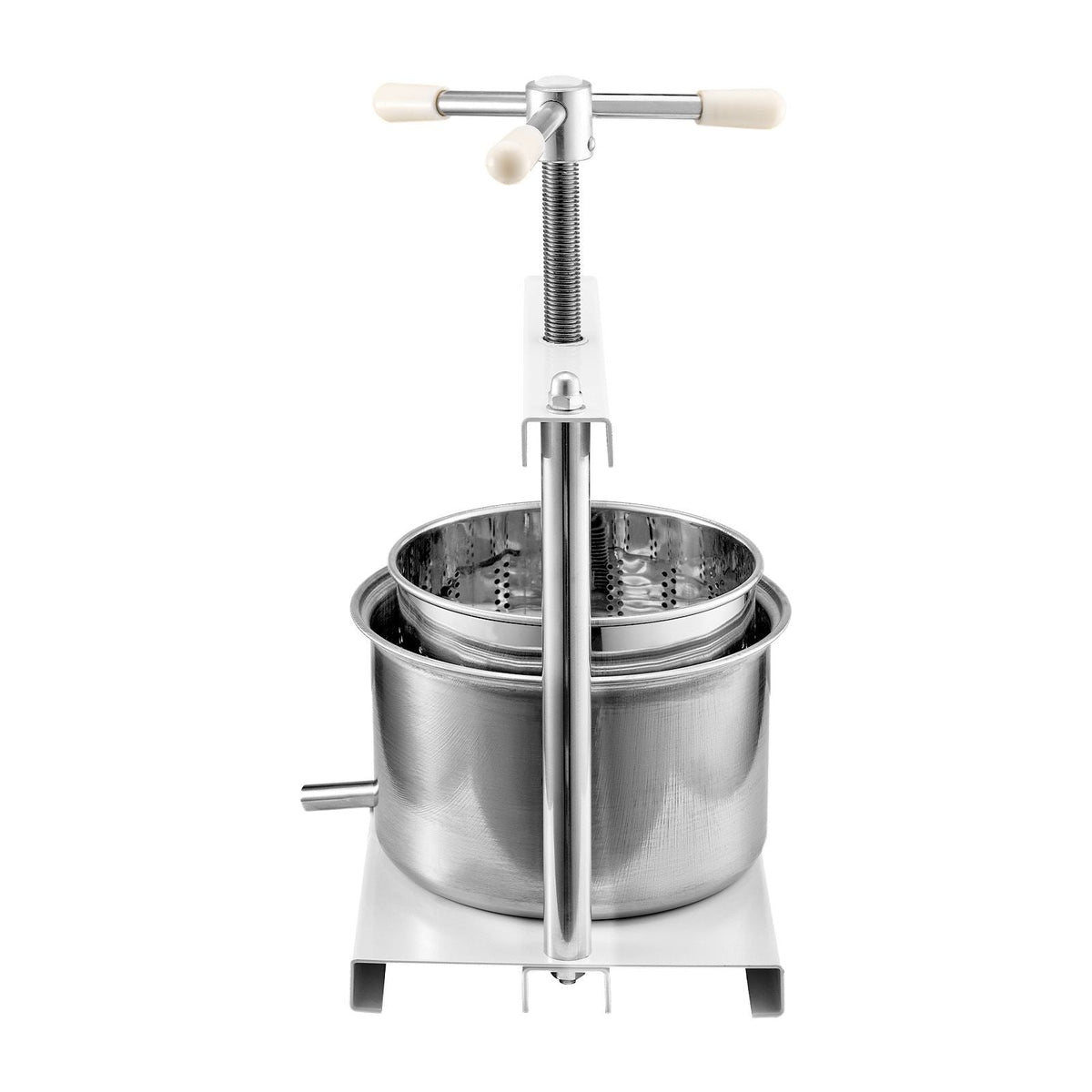 1.45 Gal/5L Fruit Wine Press, 2 Stainless Steel Barrels, Manual Juice Maker, Cider Apple Grape Tincture Honey Olive Oil Making Press with Triangular Handle for Outdoor Kitchen Home