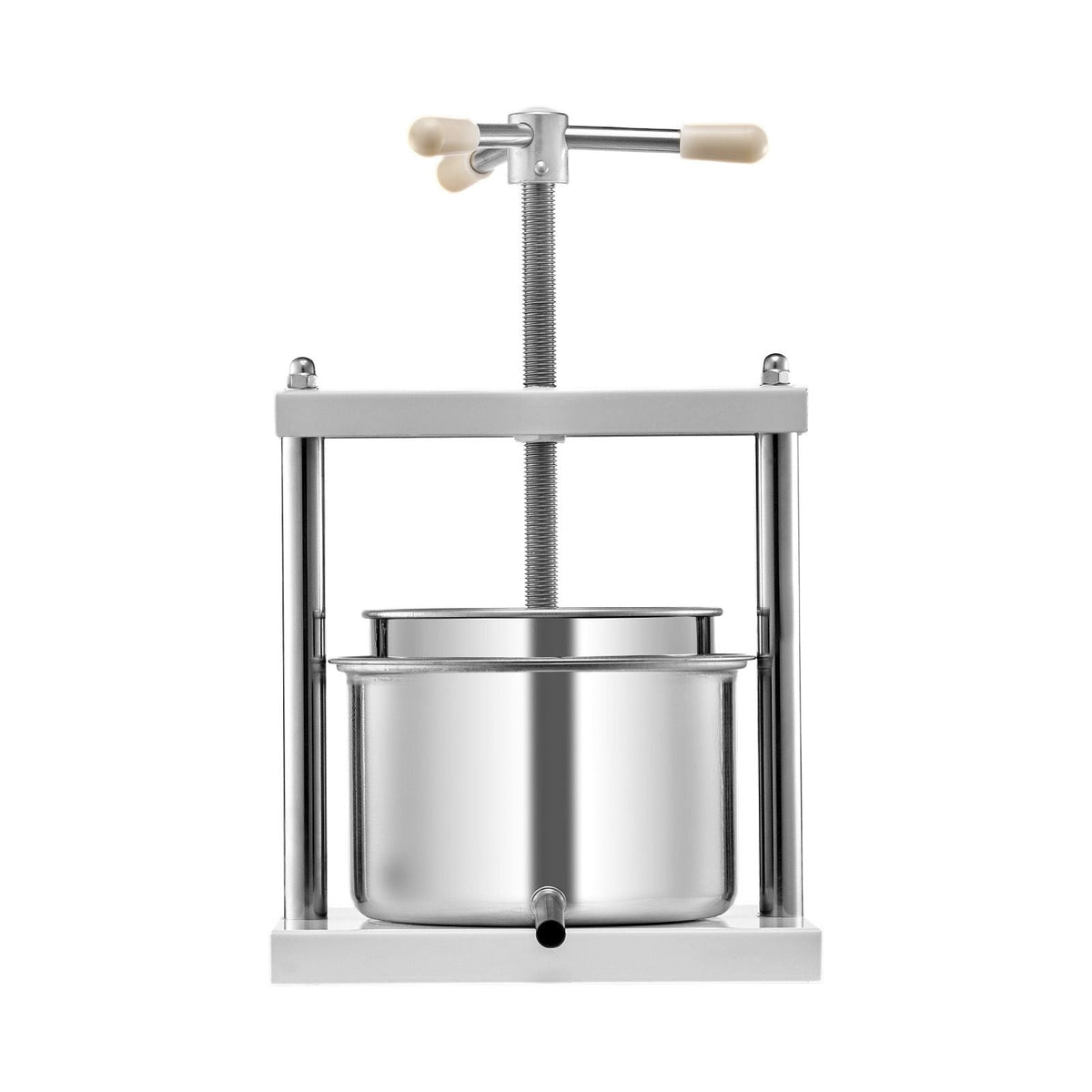 1.45 Gal/5L Fruit Wine Press, 2 Stainless Steel Barrels, Manual Juice Maker, Cider Apple Grape Tincture Honey Olive Oil Making Press with Triangular Handle for Outdoor Kitchen Home