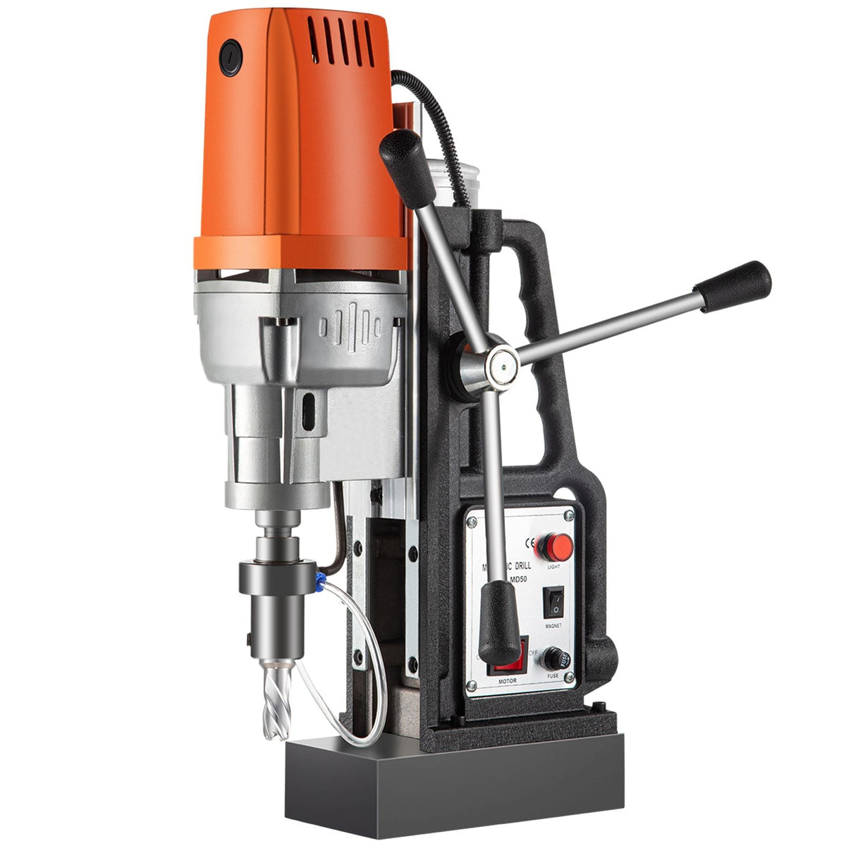 1450W Magnetic Drill Press with 2 Inch Boring Diameter Annular Cutter Machine 2900 LBS 6pcs HSS Annular Cutter Bits,850 RPM Drilling Machine for any Surface Home Improvement Industry Railway