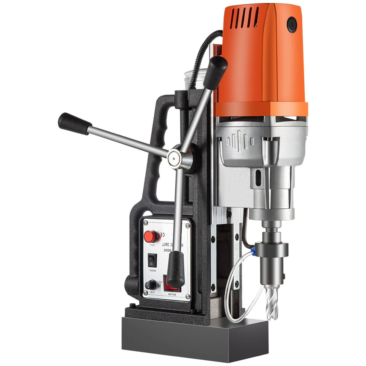 1450W Magnetic Drill Press with 2 Inch Boring Diameter Annular Cutter Machine 2900 LBS 6pcs HSS Annular Cutter Bits,850 RPM Drilling Machine for any Surface Home Improvement Industry Railway