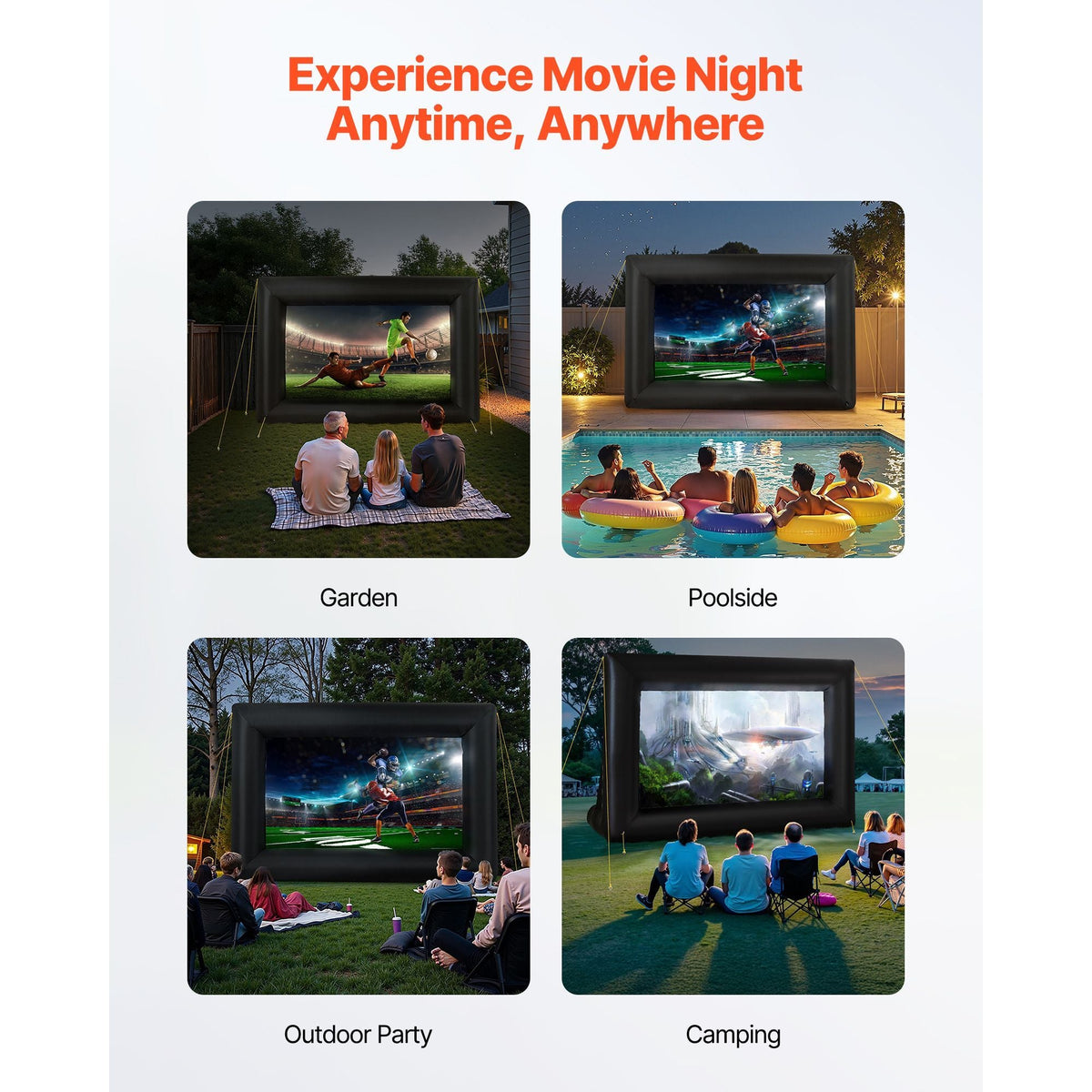 14FT Inflatable Projector Screen, Inflatable Movie Screen Outdoor with 120W Air Blower Projector Screen Oxford Fabric Material Blow Up Screen for Outdoor Backyard, Home Theater, Theme Party