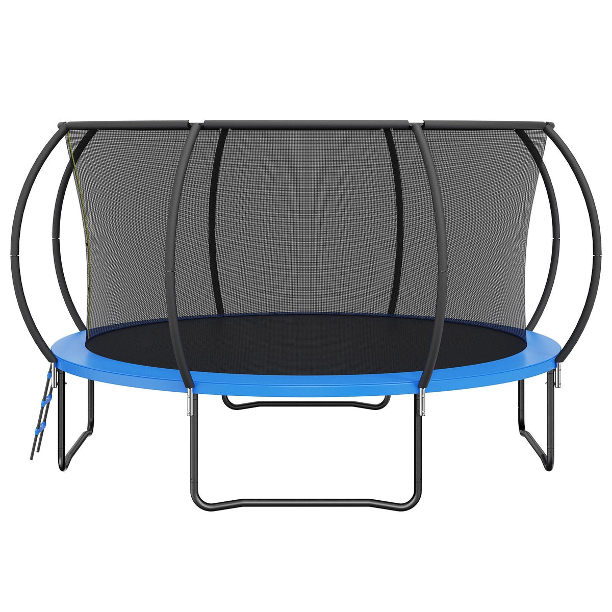 14FT Trampoline, 450 lbs Trampoline with Enclosure Net, Ladder, and Curved Pole, Heavy Duty Trampoline with Jumping Mat and Spring Cover Padding, Outdoor Recreational Trampolines for Kids Adults