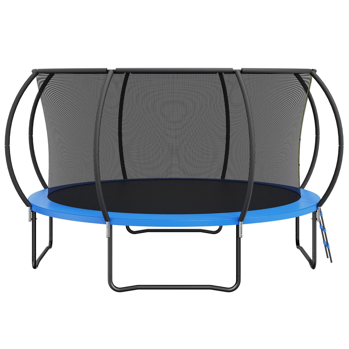 14FT Trampoline, 450 lbs Trampoline with Enclosure Net, Ladder, and Curved Pole, Heavy Duty Trampoline with Jumping Mat and Spring Cover Padding, Outdoor Recreational Trampolines for Kids Adults
