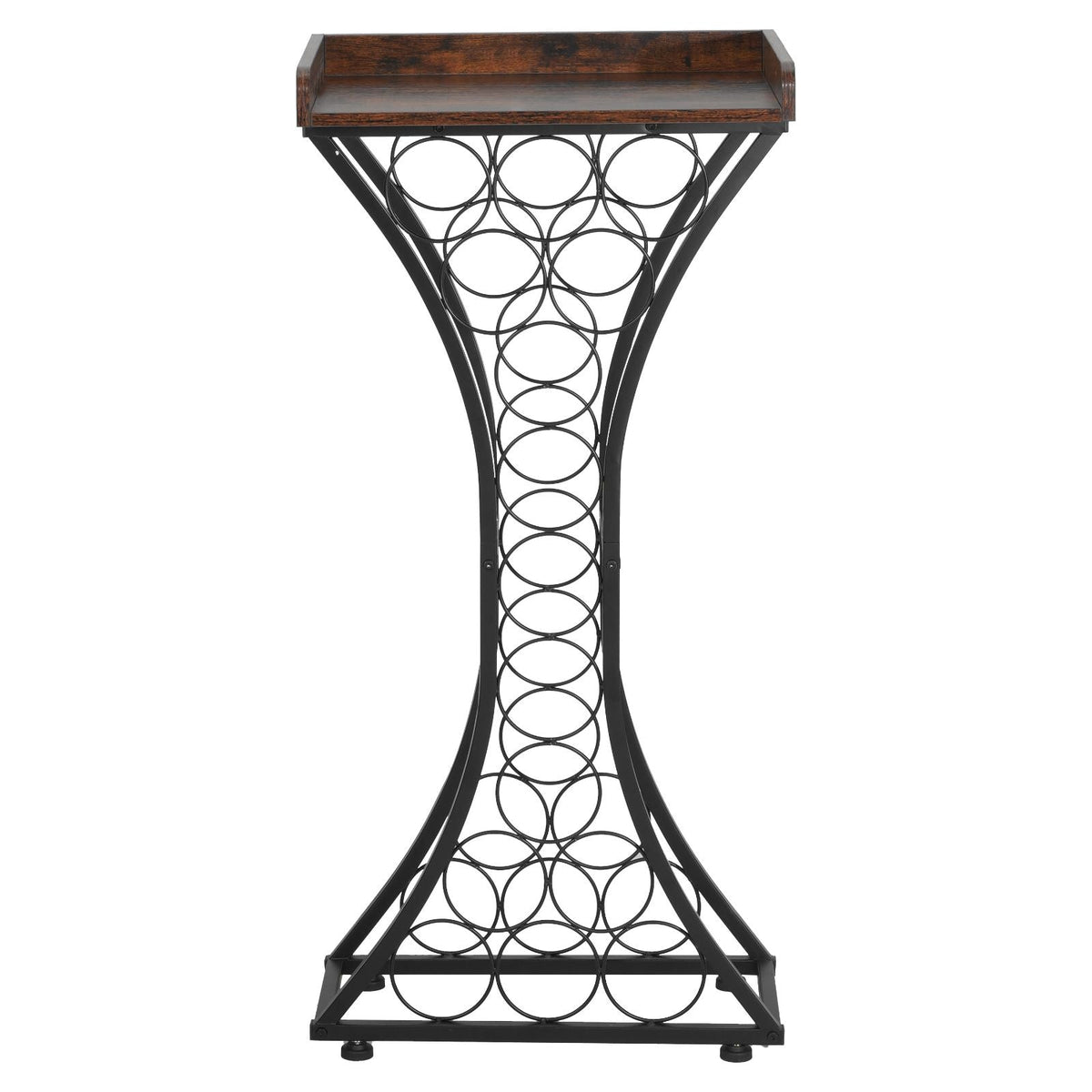 15 Bottle Wine Rack, Freestanding Floor Wine Holder Stand Liquor Cabinet with Wood Tabletop, Easy Assembly Floor Storage Rack, For Home Bar Kitchen Living Room Dining Room, Black