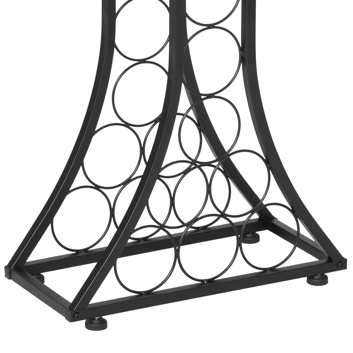 15 Bottle Wine Rack, Freestanding Floor Wine Holder Stand Liquor Cabinet with Wood Tabletop, Easy Assembly Floor Storage Rack, For Home Bar Kitchen Living Room Dining Room, Black