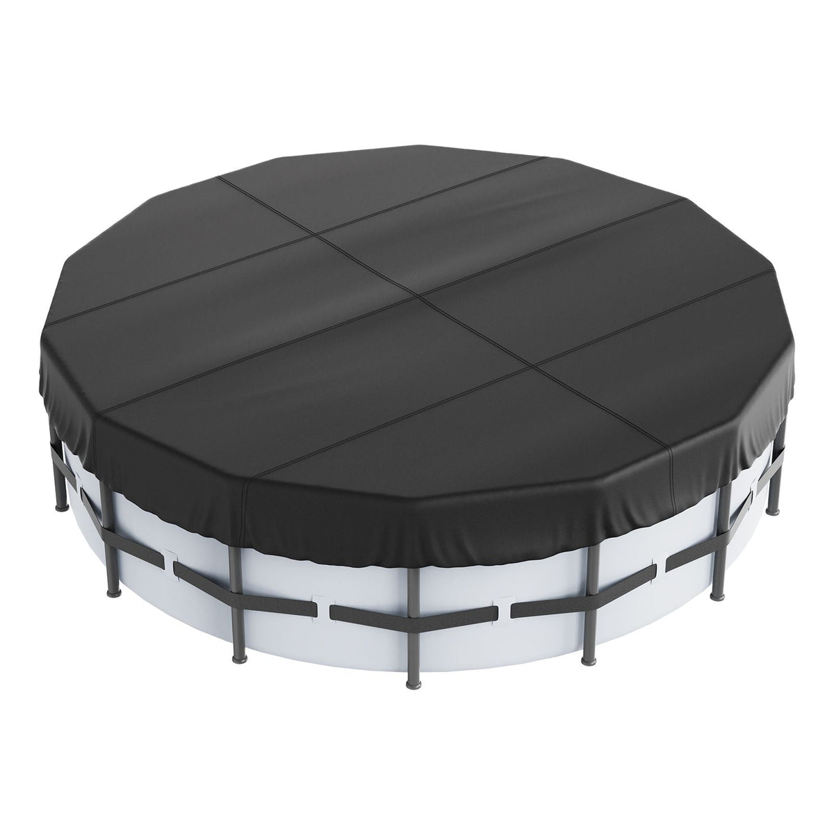 15 Ft Round Pool Cover, Solar Covers for Above Ground Pools, Safety Pool Cover with Drawstring Design, 420D Oxford Fabric Winter Pool Cover, Waterproof and Dustproof, Black