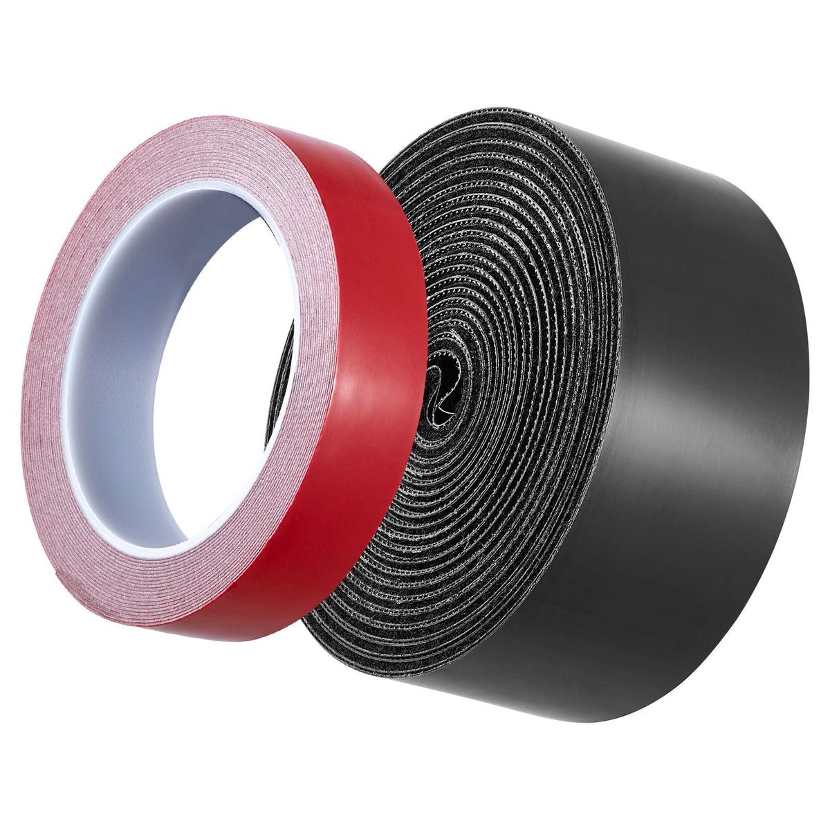 15 ft x 2 in Hook Loop Tape and 16.4 ft x 0.94 in Double-Side Strips, Nylon Self Adhesive Heavy Duty Strips Roll, Sticky Back Fastener Rolls for Home Office School and Crafting, Black + Red