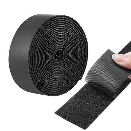 15 ft x 2 in Hook Loop Tape and 16.4 ft x 0.94 in Double-Side Strips, Nylon Self Adhesive Heavy Duty Strips Roll, Sticky Back Fastener Rolls for Home Office School and Crafting, Black + Red