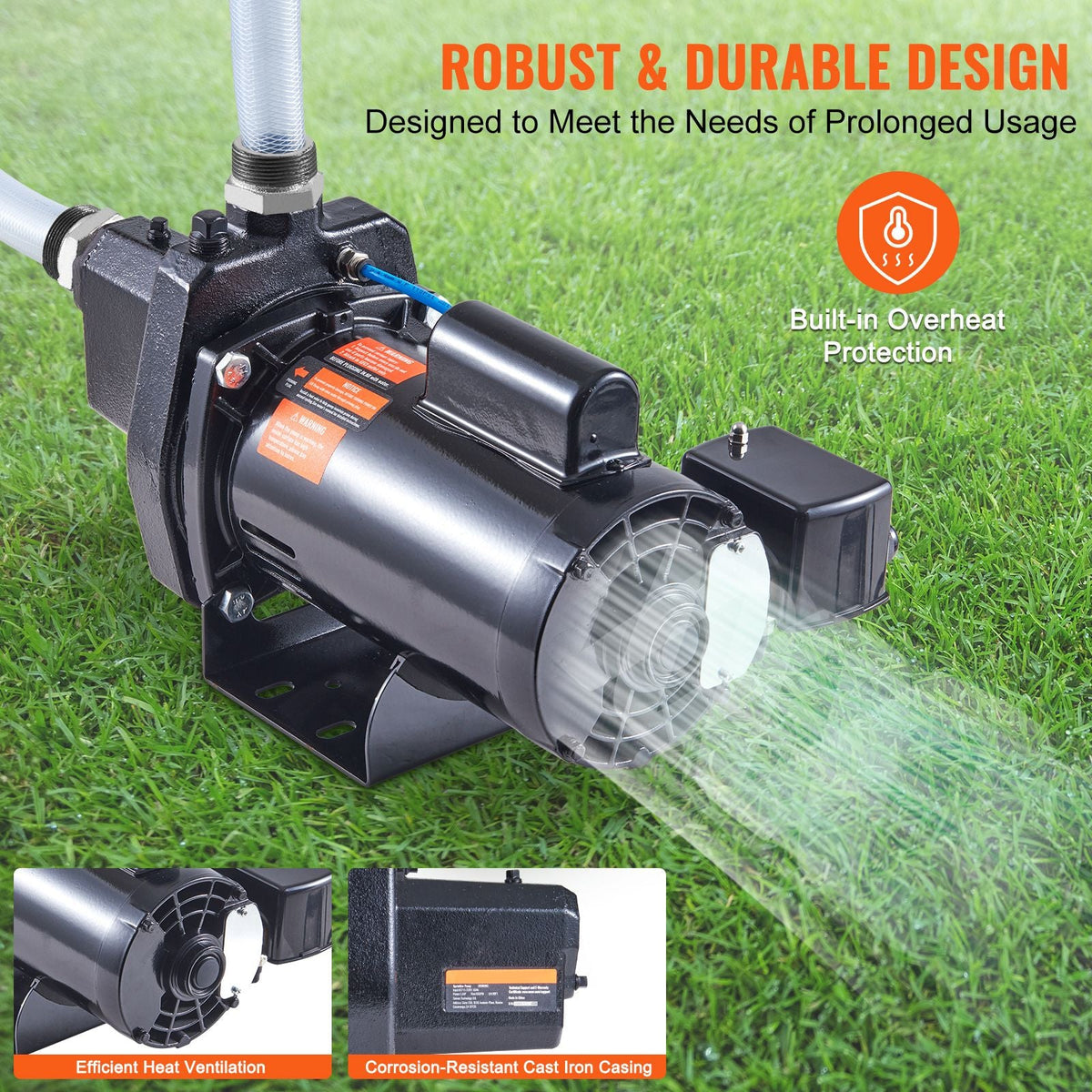 1.5 HP Cast Iron Sprinkler/Irrigation Pump, 115/230 Volt, 66 GPM 3450 RPM Shallow Well Jet Water Pump Booster, 1'' NPT Outlet 1-1/4'' NPT Inlet Lake Lawn Pump for Irrigation Sprinkler System