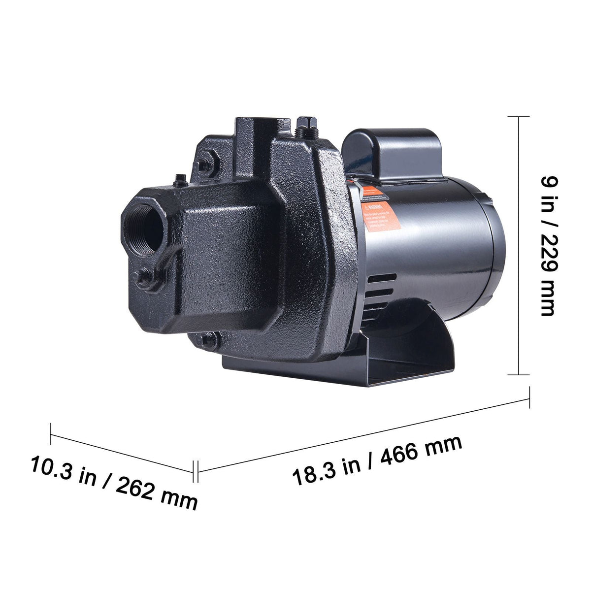 1.5 HP Cast Iron Sprinkler/Irrigation Pump, 115/230 Volt, 66 GPM 3450 RPM Shallow Well Jet Water Pump Booster, 1'' NPT Outlet 1-1/4'' NPT Inlet Lake Lawn Pump for Irrigation Sprinkler System