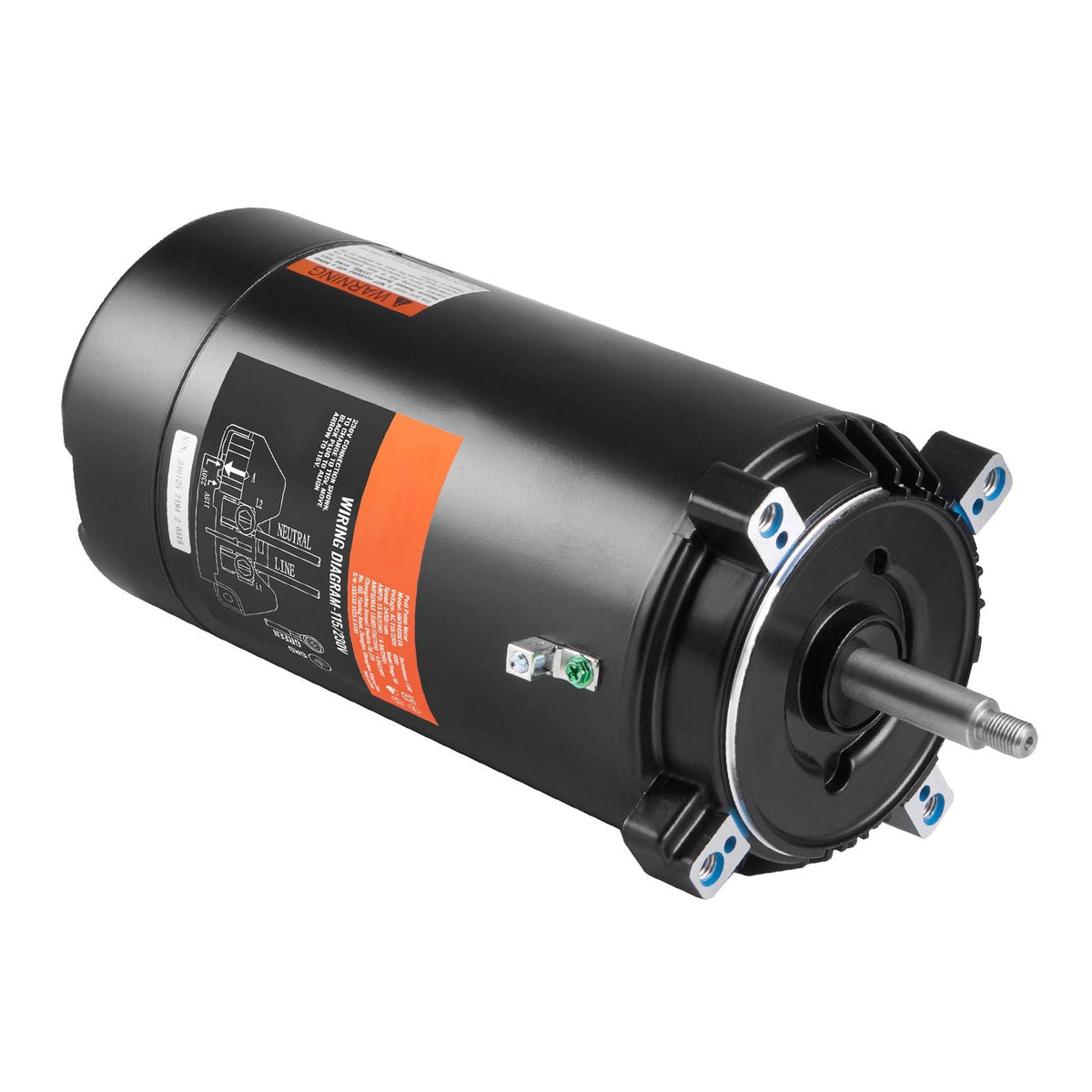 1.5 HP Pool Pump Motor, 56J Frame, 115V(13.6 Amps)/230V(6.8 Amps) 3450 RPM, 60Hz, 1.3 Service Factor, 90μF/250V Capacitor, CCW Rotation Round Flange Replacement Motor