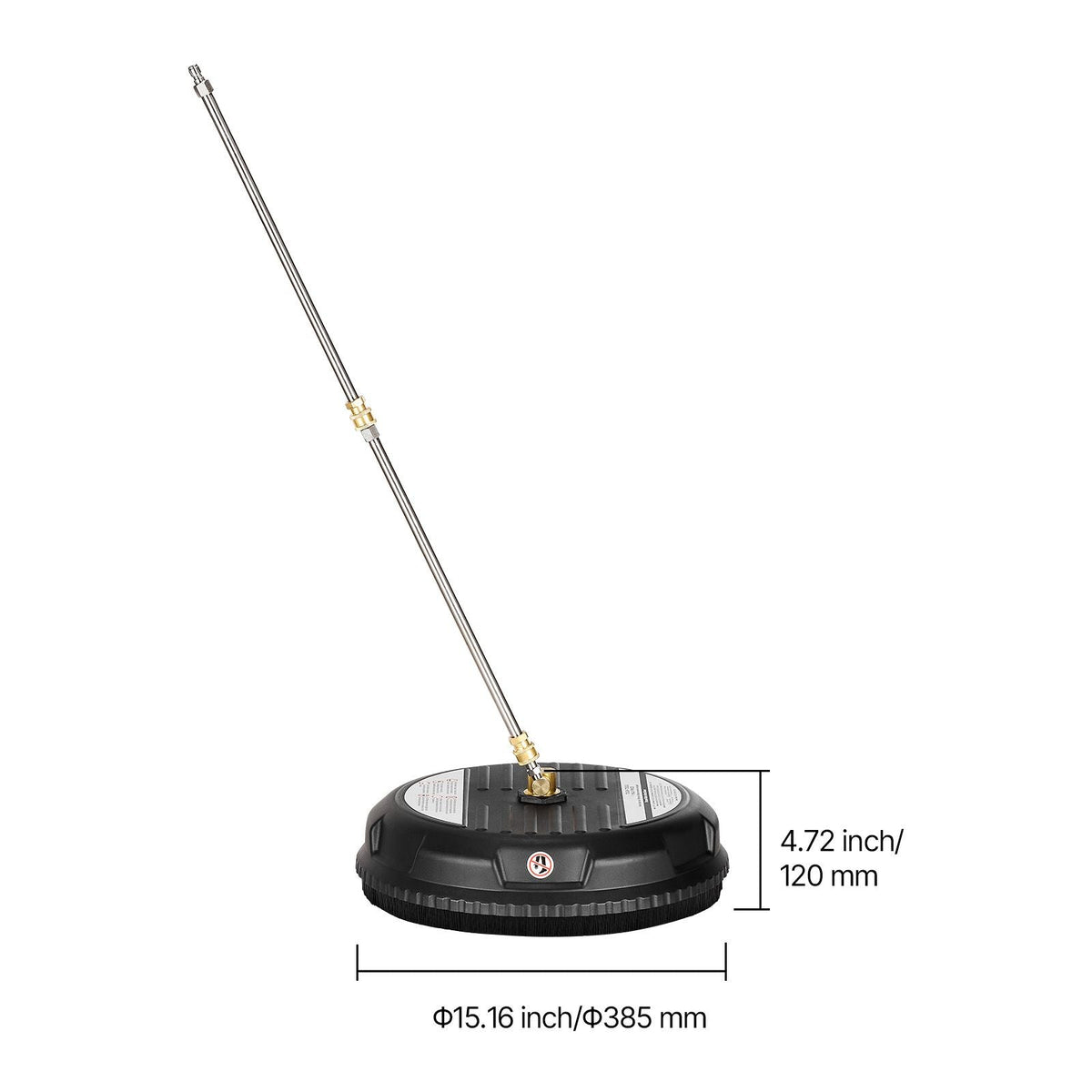 15" Pressure Washer Surface Cleaner, Plastic Pressure Washer Attachments with 4 Wheels, 4000 Max PSI, 1/4 Quick Connector, 2 Spray Nozzles, 2 Extended Wands for Driveway, Sidewalk, Patio, Deck