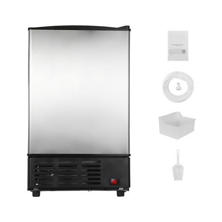 15" W Under Counter Ice Maker, 15 LBS/Day Crescent Ice Maker Built-in with 11LBS Storage Bin & Reversible Door, Freestanding Ice-Making Machine for Commercial Home Kitchens - No Drain Required