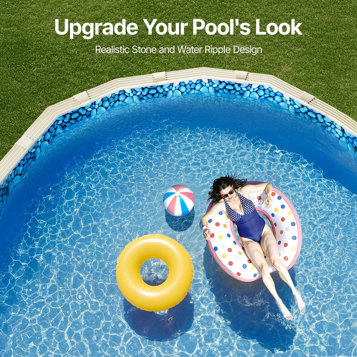 15 x 30 ft Oval Pool Liner, Unibead Above Ground Pool Liners, 52in Wall Height, Durable Standard Gauge Vinyl, Designed for Steel Sided Above-Ground Swimming Pools