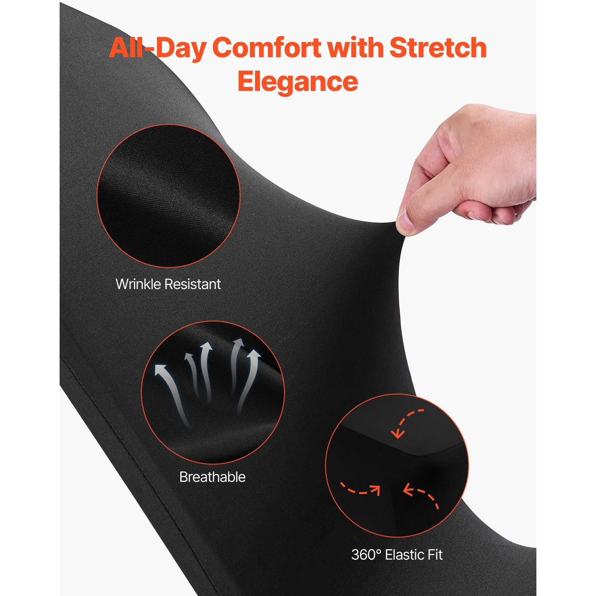 150 Pcs Black Chair Covers, Polyester Spandex Chair Cover, Stretch Slipcovers for Wedding Party Dining Banquet Flat-Front Chair Covers, Fits Chair Measures up to 20.08 x 17.72 x 37.4 inch