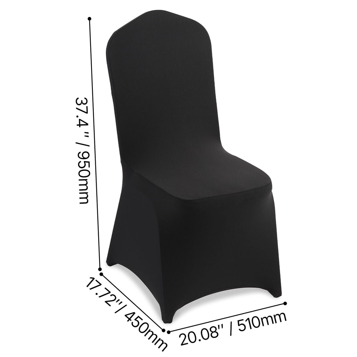 150 Pcs Black Chair Covers, Polyester Spandex Chair Cover, Stretch Slipcovers for Wedding Party Dining Banquet Flat-Front Chair Covers, Fits Chair Measures up to 20.08 x 17.72 x 37.4 inch