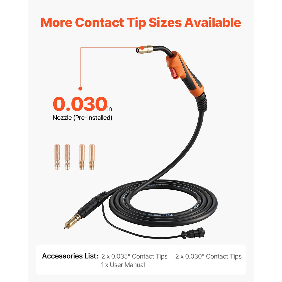 150A MIG Welding Gun with 15FT Cable, Replacement for Miller M-15/M-150 (249041) - with 5PCS Mig Welding Contact Tips