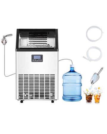 150lbs/24H Commercial Ice Maker, 45 Ice Cubes in 15 Minutes, Freestanding Ice Maker Machine with 33lbs Large Storage Capacity for Bar Office Restaurant, with LED Digital Display & Self-Cleaning