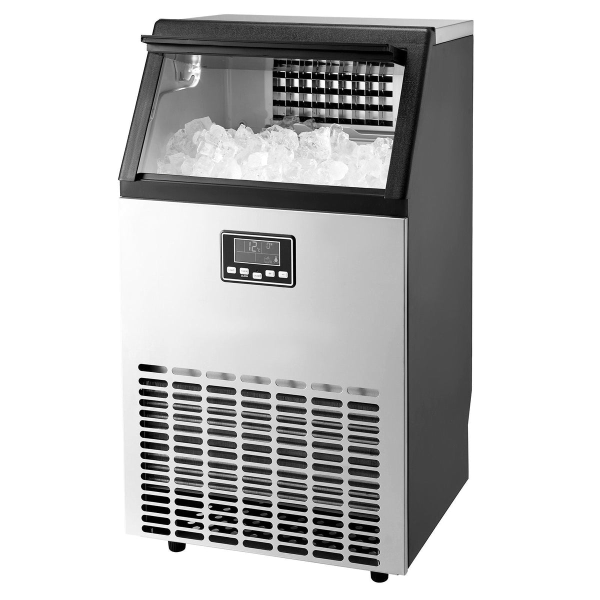 150lbs/24H Commercial Ice Maker, 45 Ice Cubes in 15 Minutes, Freestanding Ice Maker Machine with 33lbs Large Storage Capacity for Bar Office Restaurant, with LED Digital Display & Self-Cleaning