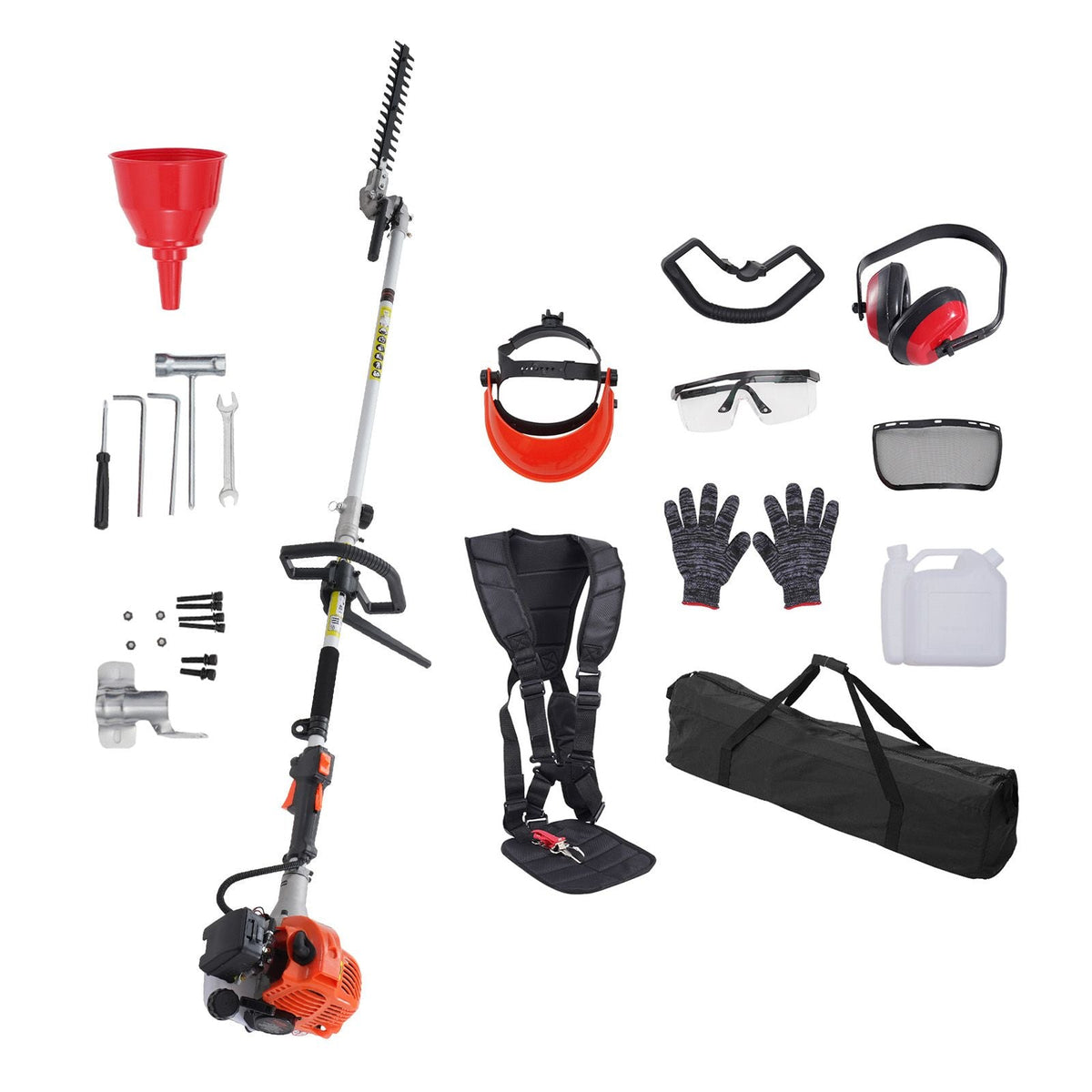 15.7-inch 26CC 2 Cycle Gas Hedge Trimmer, Gas Powered Pole Hedge Trimmer with Dual Sided Dual Action Blade, 270° Adjustable Trimmer Head, Suitable for Trimming Shrubs, Bushes