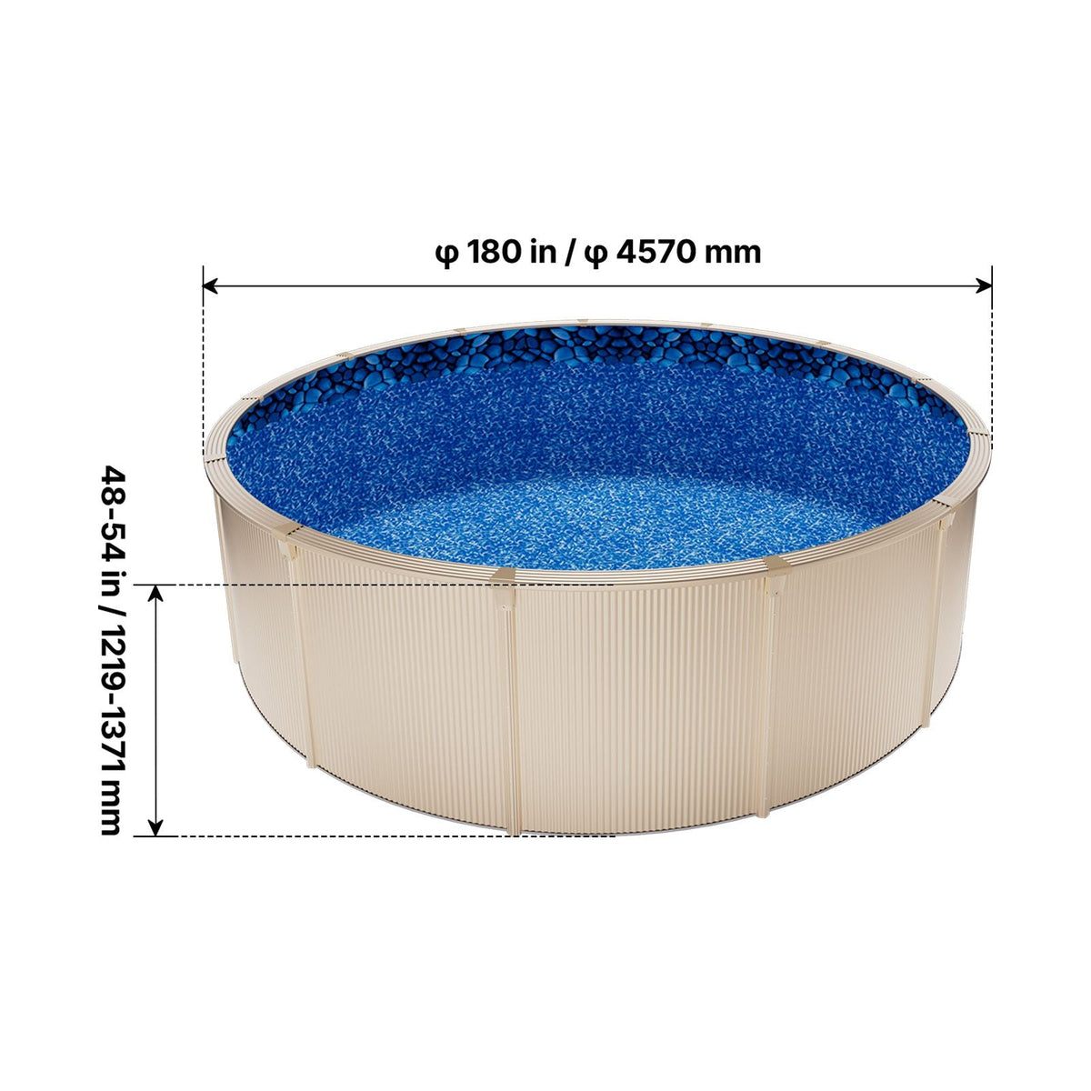 15ft Pool Liner, Round Overlap Swimming Pool Liner for 54 in Wall Height, Premium Vinyl, Easy Install with Leak-Proof Patches, Designed for Steel Sided Above-Ground,Outdoor, Boulder Swirl