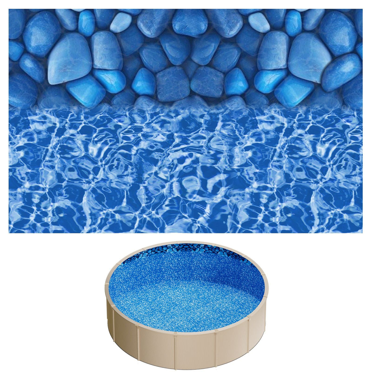 15ft Pool Liner, Round Overlap Swimming Pool Liner for 54 in Wall Height, Premium Vinyl, Easy Install with Leak-Proof Patches, Designed for Steel Sided Above-Ground,Outdoor, Boulder Swirl