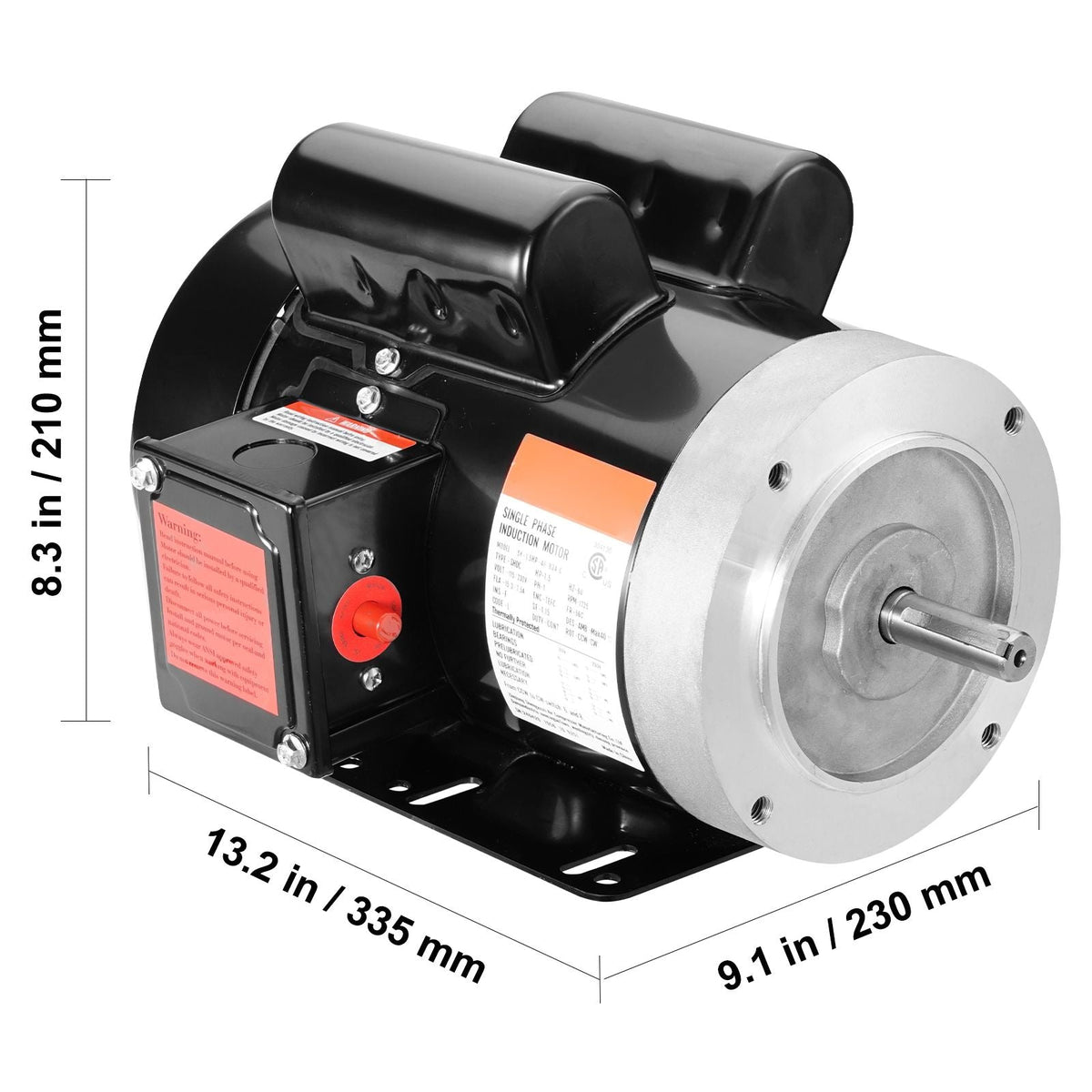 1.5HP Electric Motor 1725 rpm, AC 115V/230V, 56C Frame, Air Compressor Motor Single Phase, 5/8" Keyed Shaft, CW/CCW Rotation for Agricultural Machinery and General Equipment