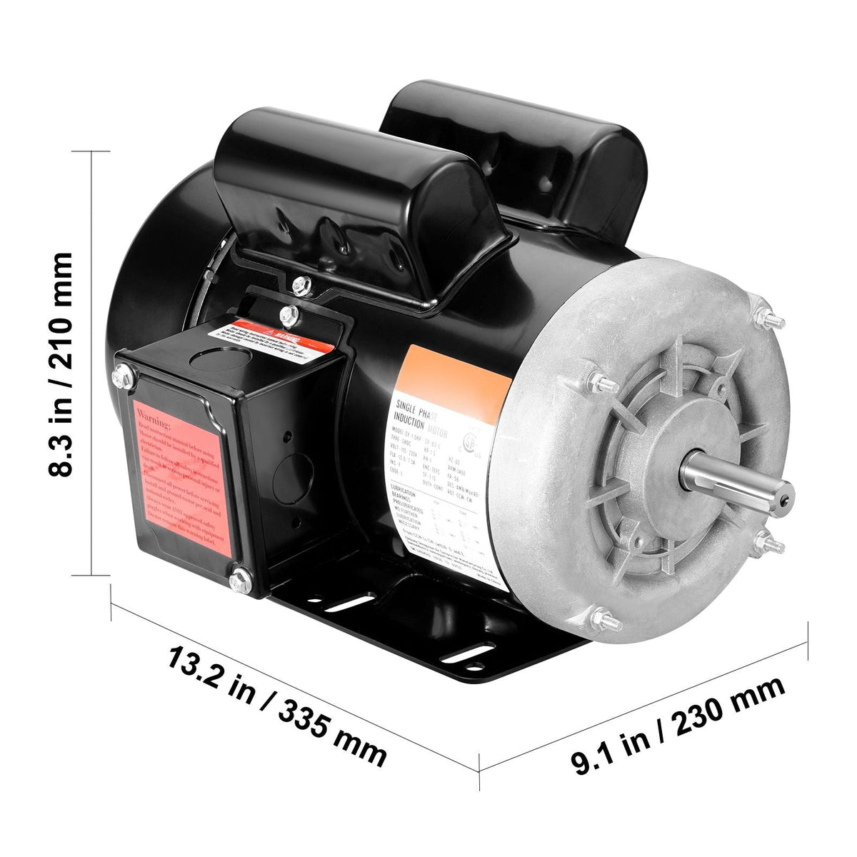 1.5HP Electric Motor 3450 rpm, AC 115V/230V, 56 Frame, Air Compressor Motor Single Phase, 5/8" Keyed Shaft, CW/CCW Rotation for Agricultural Machinery and General Equipment