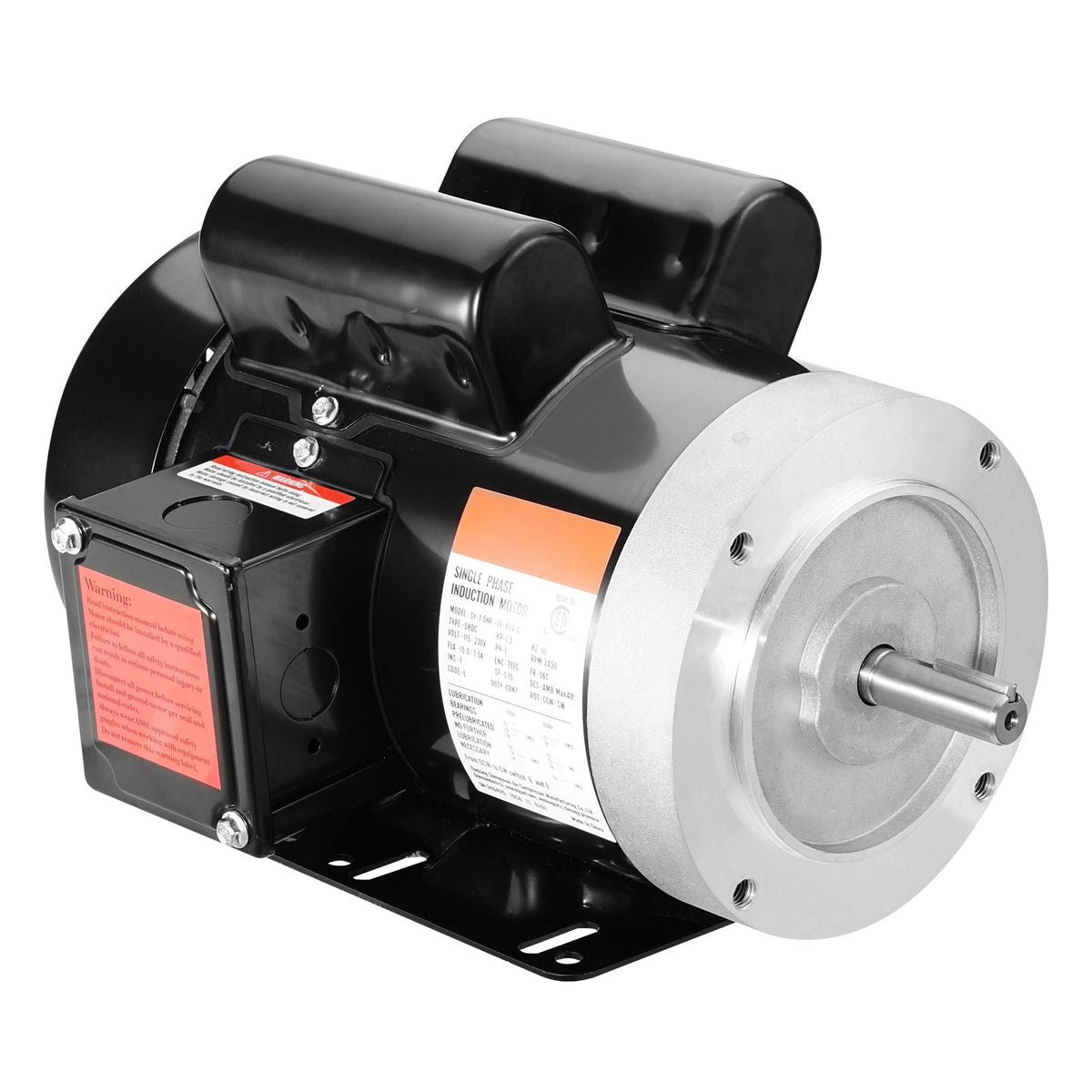 1.5HP Electric Motor 3450 rpm, AC 115V/230V, 56C Frame, Air Compressor Motor Single Phase, 5/8" Keyed Shaft, CW/CCW Rotation for Agricultural Machinery and General Equipment