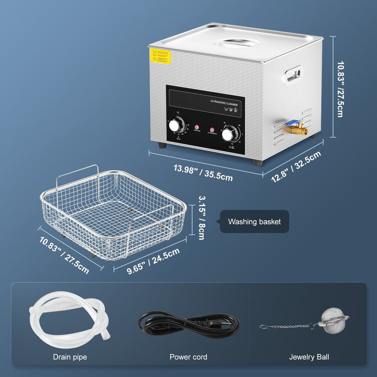 15L Ultrasonic Cleaner with Heater Timer & Basket, Professional Digital Sonic Cavitation Machine, 360W Cleaning Machine for Lab Tools, Metal Parts, Carburetor, Brass, Auto Parts, Engine Parts