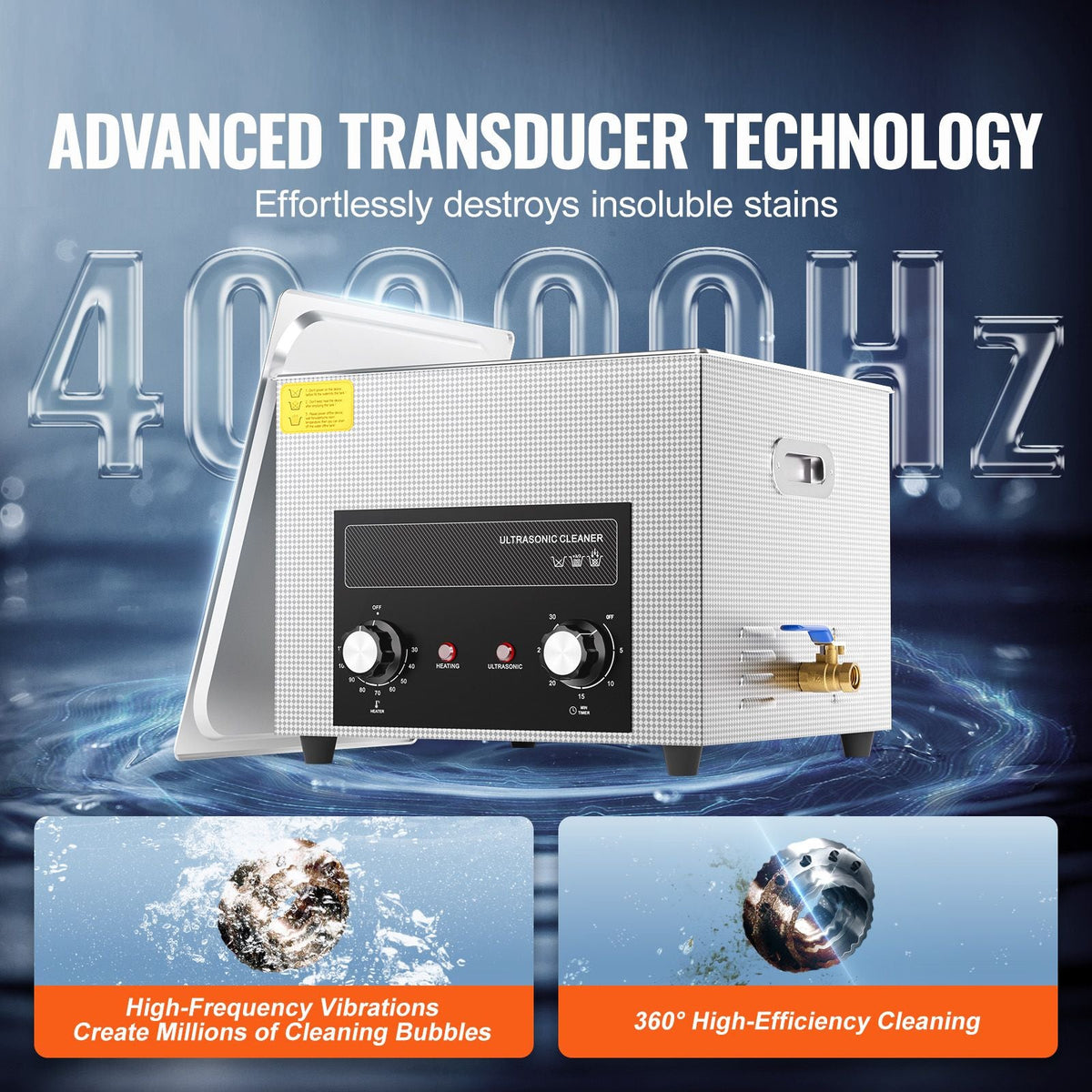 15L Ultrasonic Cleaner with Heater Timer & Basket, Professional Digital Sonic Cavitation Machine, 360W Cleaning Machine for Lab Tools, Metal Parts, Carburetor, Brass, Auto Parts, Engine Parts