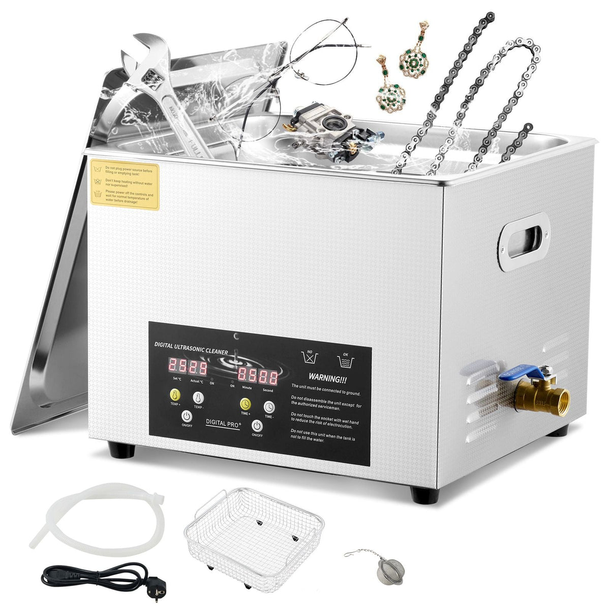15L Upgraded Ultrasonic Cleaner (600W Heater,360W Ultrasonic) Professional Digital Lab Ultrasonic Parts Cleaner with Heater Timer for Glass Dental Instruments Cleaning