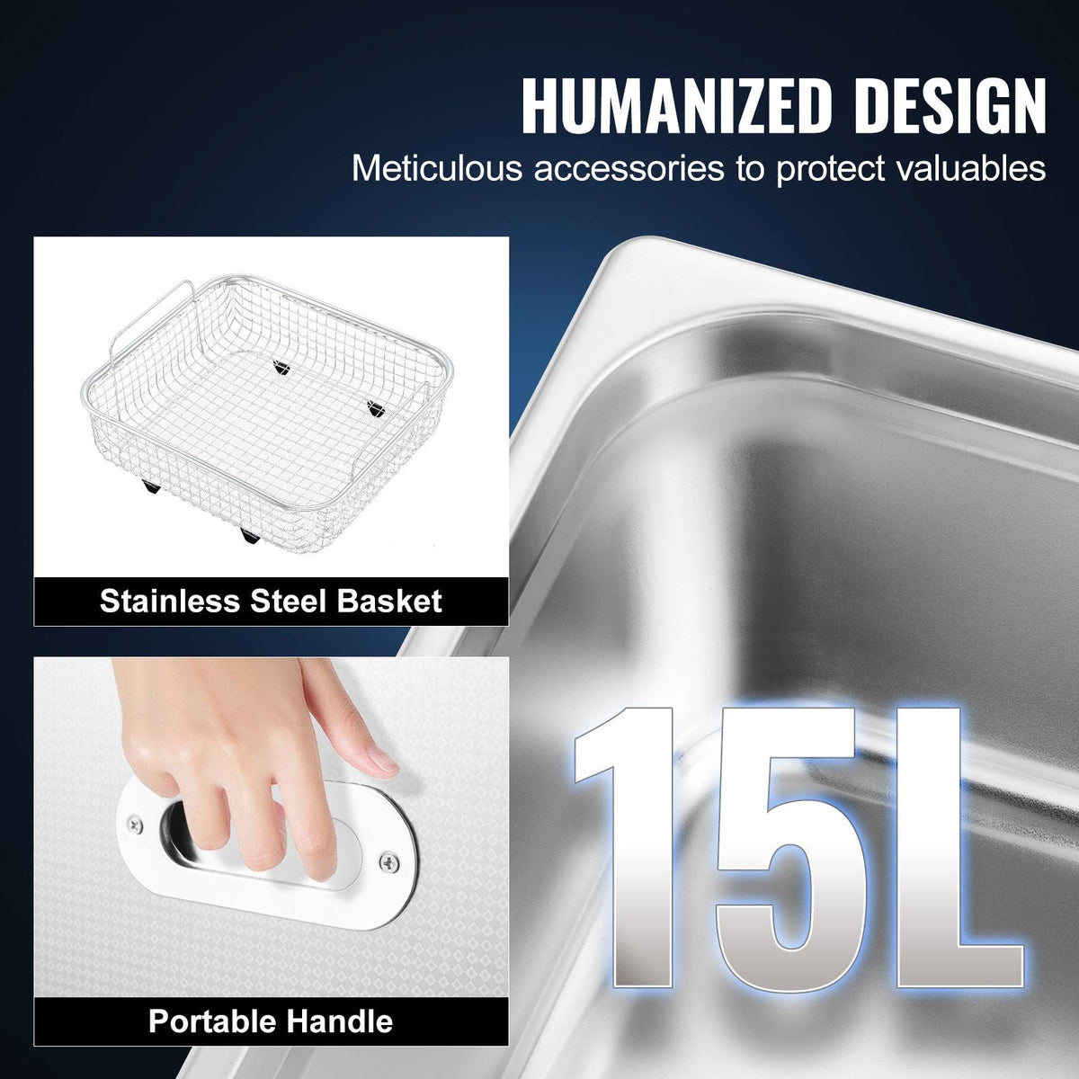 15L Upgraded Ultrasonic Cleaner (600W Heater,360W Ultrasonic) Professional Digital Lab Ultrasonic Parts Cleaner with Heater Timer for Glass Dental Instruments Cleaning