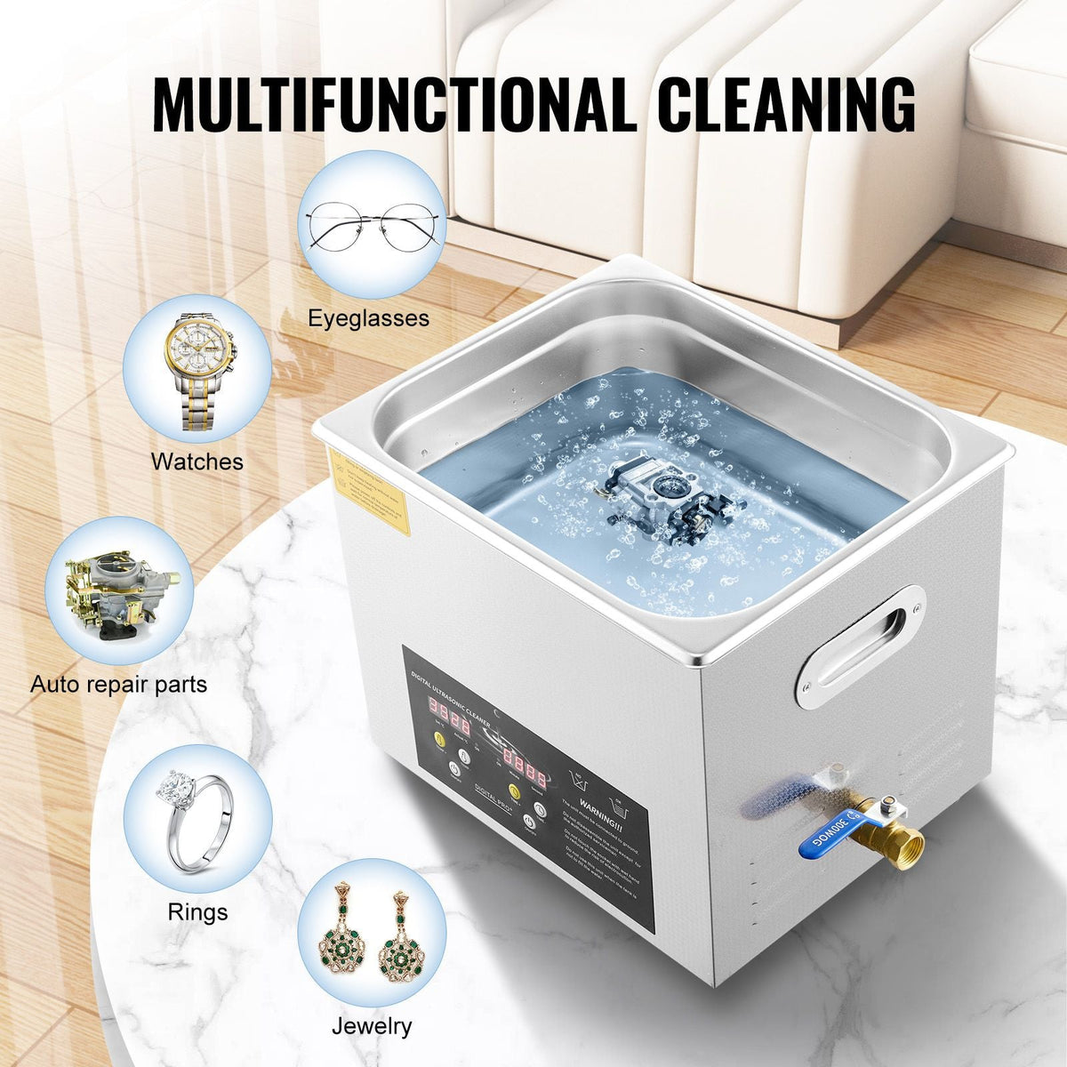 15L Upgraded Ultrasonic Cleaner (600W Heater,360W Ultrasonic) Professional Digital Lab Ultrasonic Parts Cleaner with Heater Timer for Glass Dental Instruments Cleaning