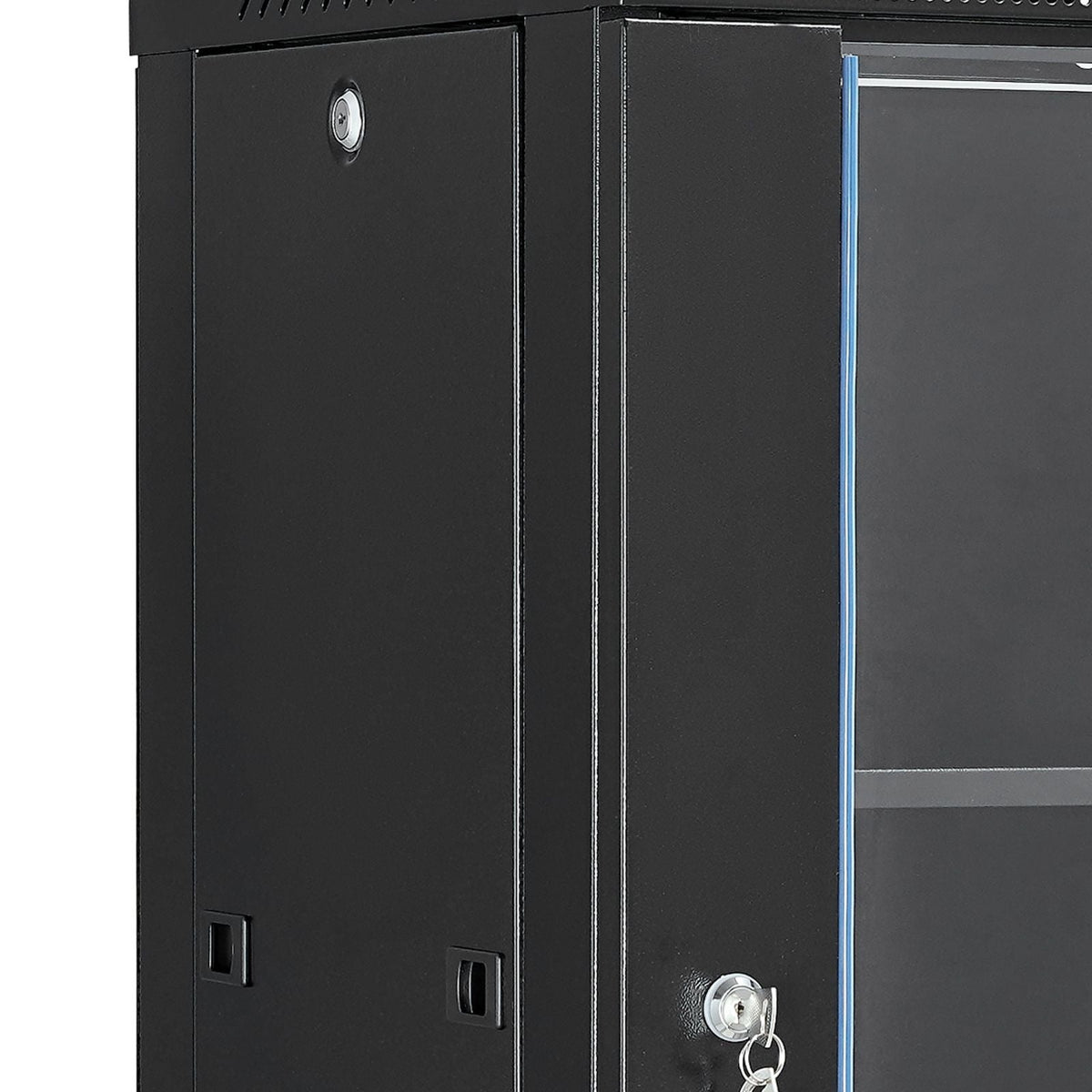 15U Wall Mount Network Cabinet, 500 lbs Max. Ground Load Capacity, Server Rack Cabinet Enclosure with Locking Tempered Glass Door, Side Panels, Q235 Carbon Steel, for IT Equipment, A/V Devices