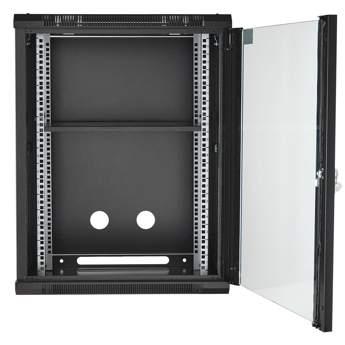 15U Wall Mount Network Cabinet, 500 lbs Max. Ground Load Capacity, Server Rack Cabinet Enclosure with Locking Tempered Glass Door, Side Panels, Q235 Carbon Steel, for IT Equipment, A/V Devices