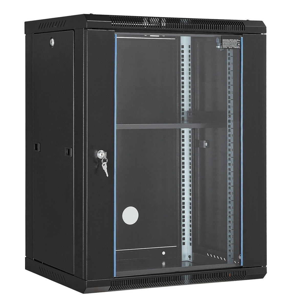 15U Wall Mount Network Cabinet, 500 lbs Max. Ground Load Capacity, Server Rack Cabinet Enclosure with Locking Tempered Glass Door, Side Panels, Q235 Carbon Steel, for IT Equipment, A/V Devices