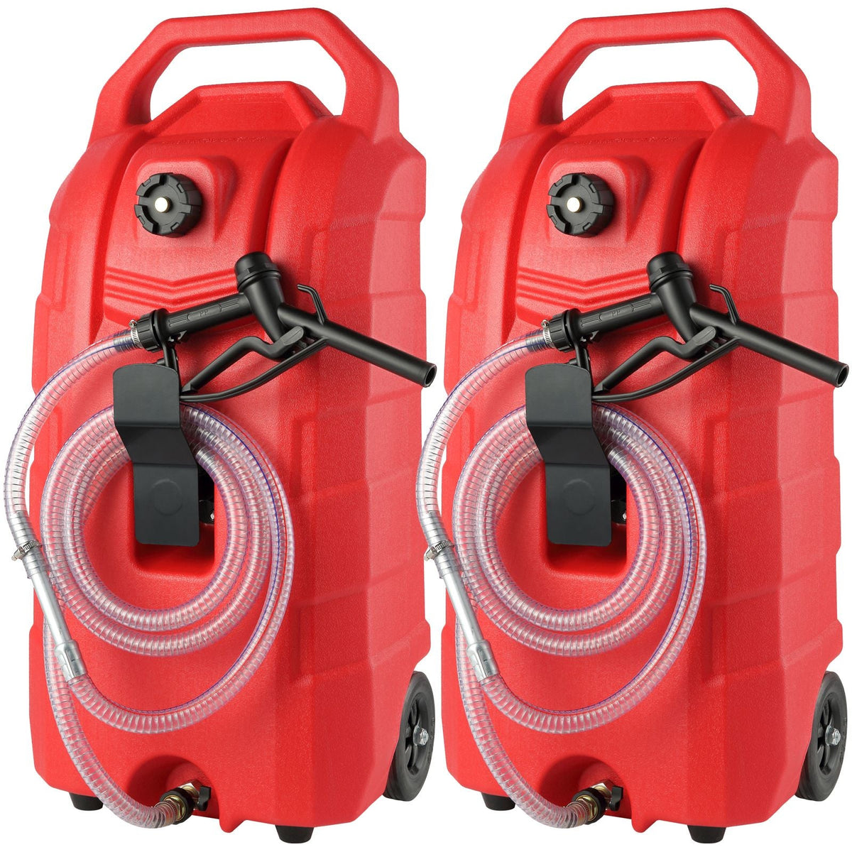 16 Gallon Fuel Caddy, 7.8 L/min, Portable Gas Storage Tank Container with Rubber Wheels, Gravity-flow Mode, Fuel Transfer Storage Tank for Gasoline Diesel Machine Oil Car Mowers Boat Motorcycle