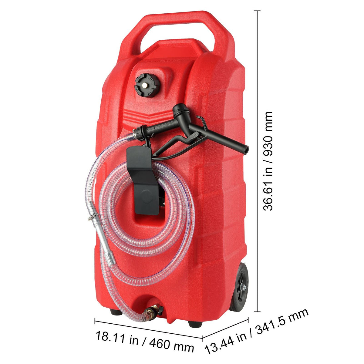 16 Gallon Fuel Caddy, 7.8 L/min, Portable Gas Storage Tank Container with Rubber Wheels, Gravity-flow Mode, Fuel Transfer Storage Tank for Gasoline Diesel Machine Oil Car Mowers Boat Motorcycle