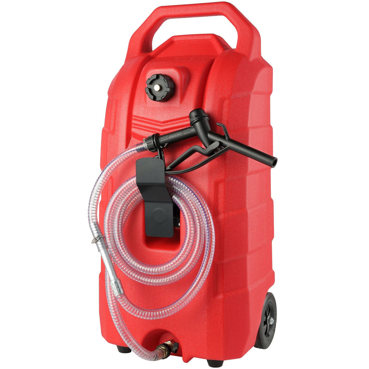 16 Gallon Fuel Caddy, 7.8 L/min, Portable Gas Storage Tank Container with Rubber Wheels, Gravity-flow Mode, Fuel Transfer Storage Tank for Gasoline Diesel Machine Oil Car Mowers Boat Motorcycle