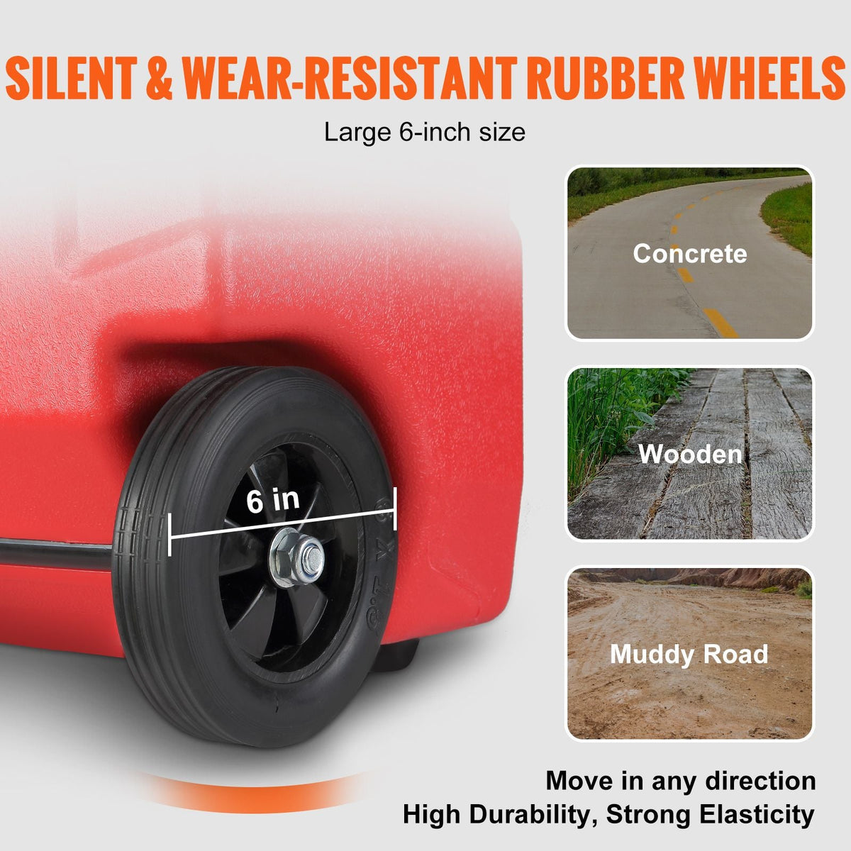 16 Gallon Fuel Caddy, 7.8 L/min, Portable Gas Storage Tank Container with Rubber Wheels, Gravity-flow Mode, Fuel Transfer Storage Tank for Gasoline Diesel Machine Oil Car Mowers Boat Motorcycle