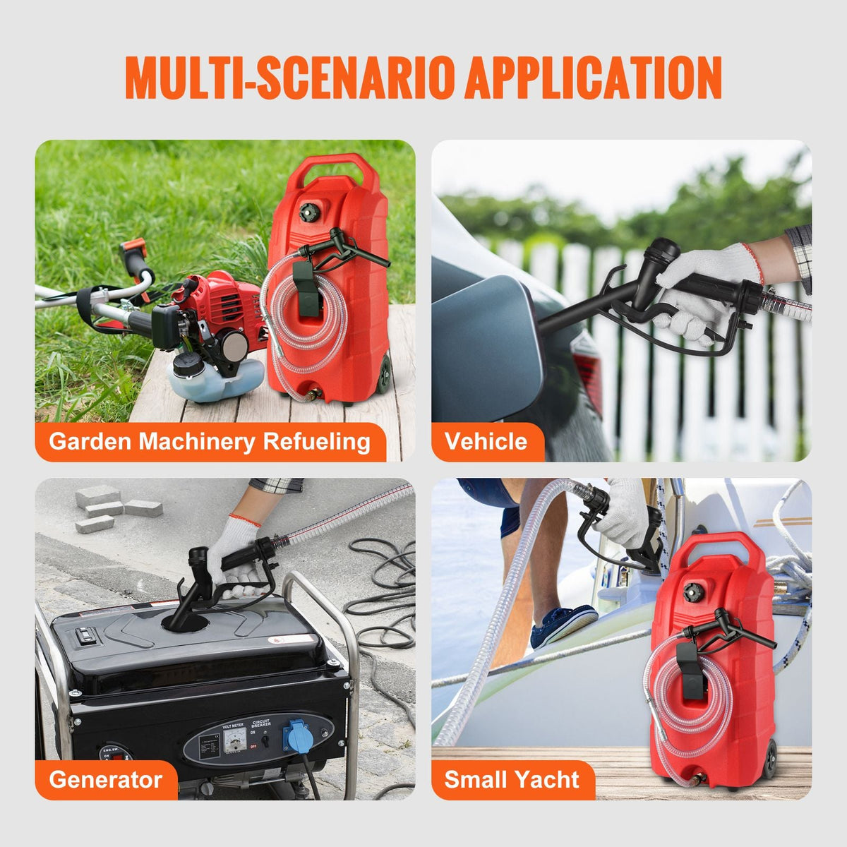 16 Gallon Fuel Caddy, 7.8 L/min, Portable Gas Storage Tank Container with Rubber Wheels, Gravity-flow Mode, Fuel Transfer Storage Tank for Gasoline Diesel Machine Oil Car Mowers Boat Motorcycle