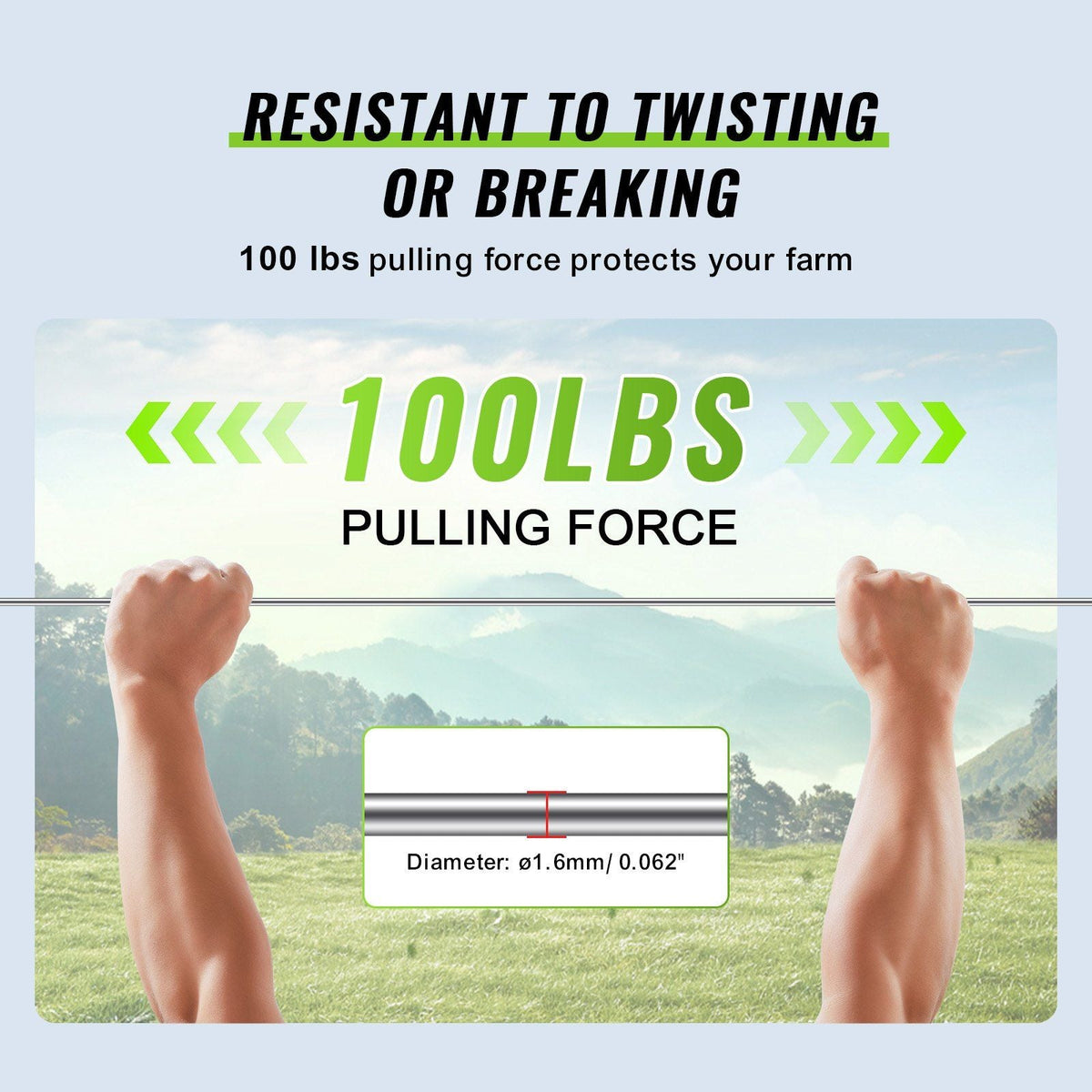 16 Gauge Aluminum Wire for Electric Fencing, 1640Ft 500M Electric Fence Wire, Portable Fencing Wire, 1.6mm Diameter Aluminum Alloy for Higher Conductivity and Rust Resistance