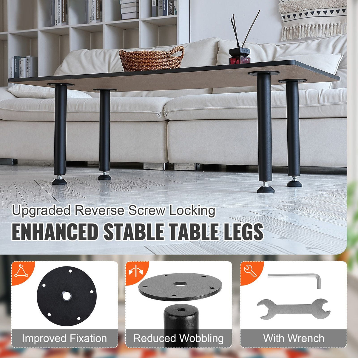 16 Inch Adjustable Desk Legs, Reinforced Steel Office Table Furniture legs Set of 4 for DIY, 1200 lbs Load Capacity Heavy Duty Desk Legs, Quick Instalation Legs with Adjustable Foot Cup Black