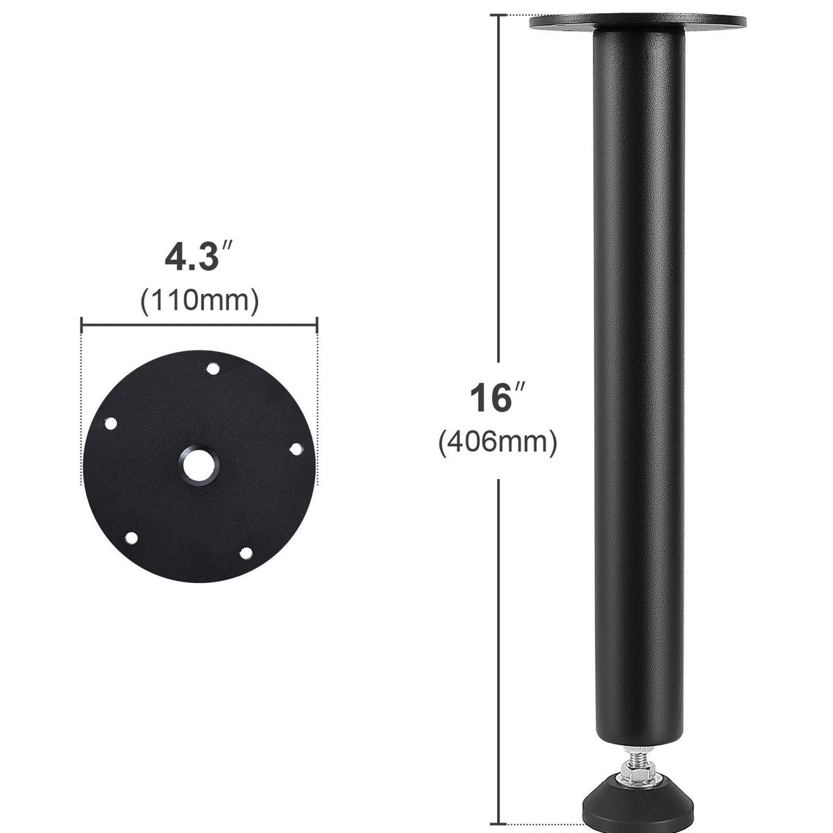 16 Inch Adjustable Desk Legs, Reinforced Steel Office Table Furniture legs Set of 4 for DIY, 1200 lbs Load Capacity Heavy Duty Desk Legs, Quick Instalation Legs with Adjustable Foot Cup Black