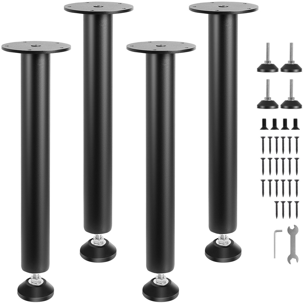 16 Inch Adjustable Desk Legs, Reinforced Steel Office Table Furniture legs Set of 4 for DIY, 1200 lbs Load Capacity Heavy Duty Desk Legs, Quick Instalation Legs with Adjustable Foot Cup Black