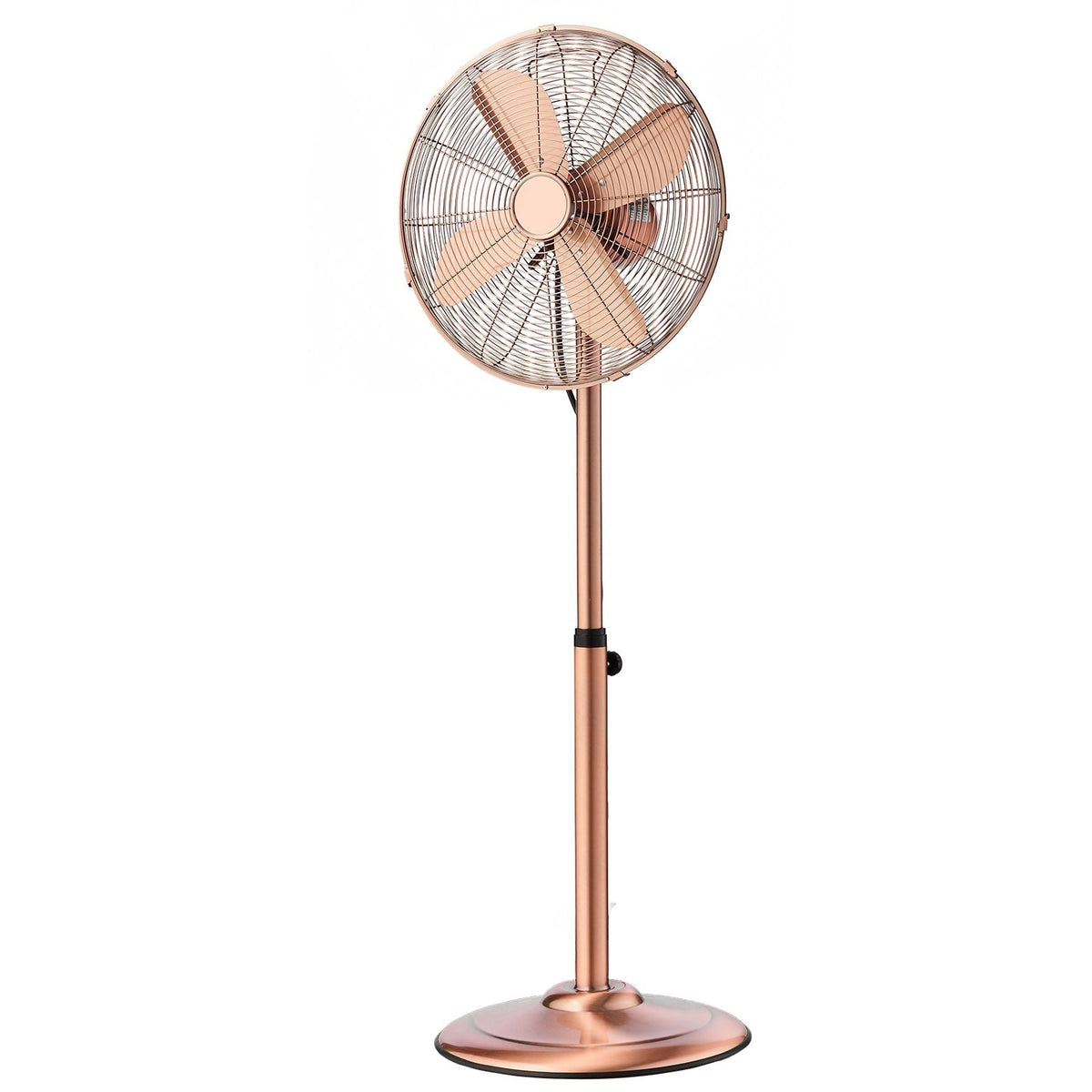 16-Inch High Velocity Pedestal Fan, 1450 CFM Industrial Standing Floor Fan with Handle, 75° Oscillating, 3-Speed Adjustable Height, Metal Made for Commercial, Garage, Workshop, Home, Copper