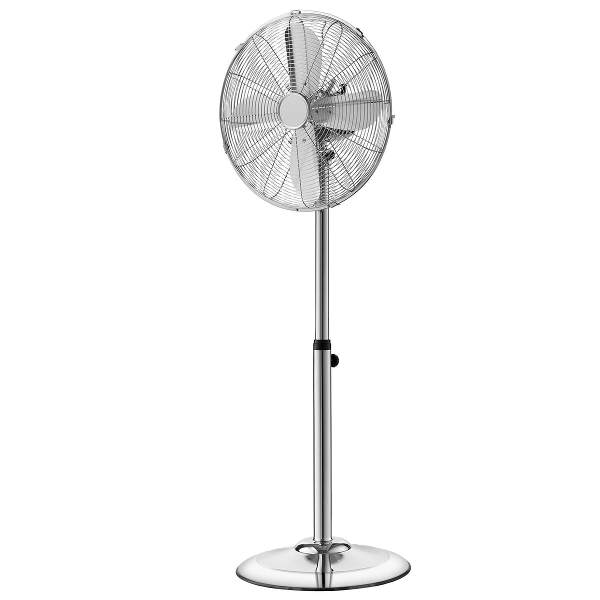 16-Inch High Velocity Pedestal Fan, 1450 CFM Industrial Standing Floor Fan with Handle, 75° Oscillating, 3-Speed Adjustable Height, Metal Made for Commercial, Garage, Workshop, Home, Silver